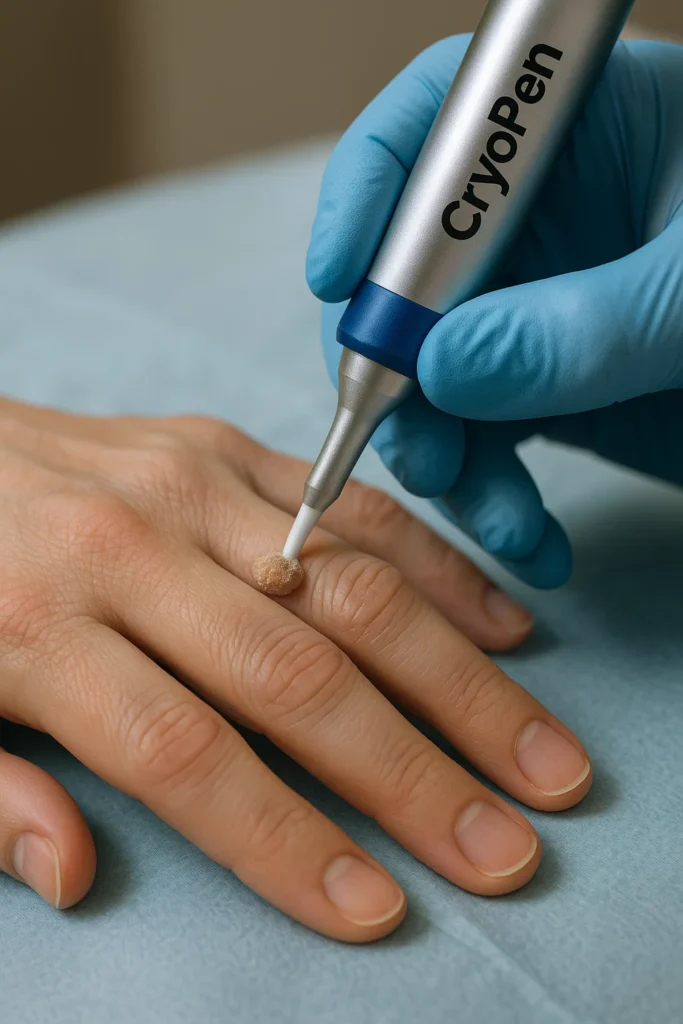 example of cryopen wart removal Greater London (Westminster) treatment on a persons finger