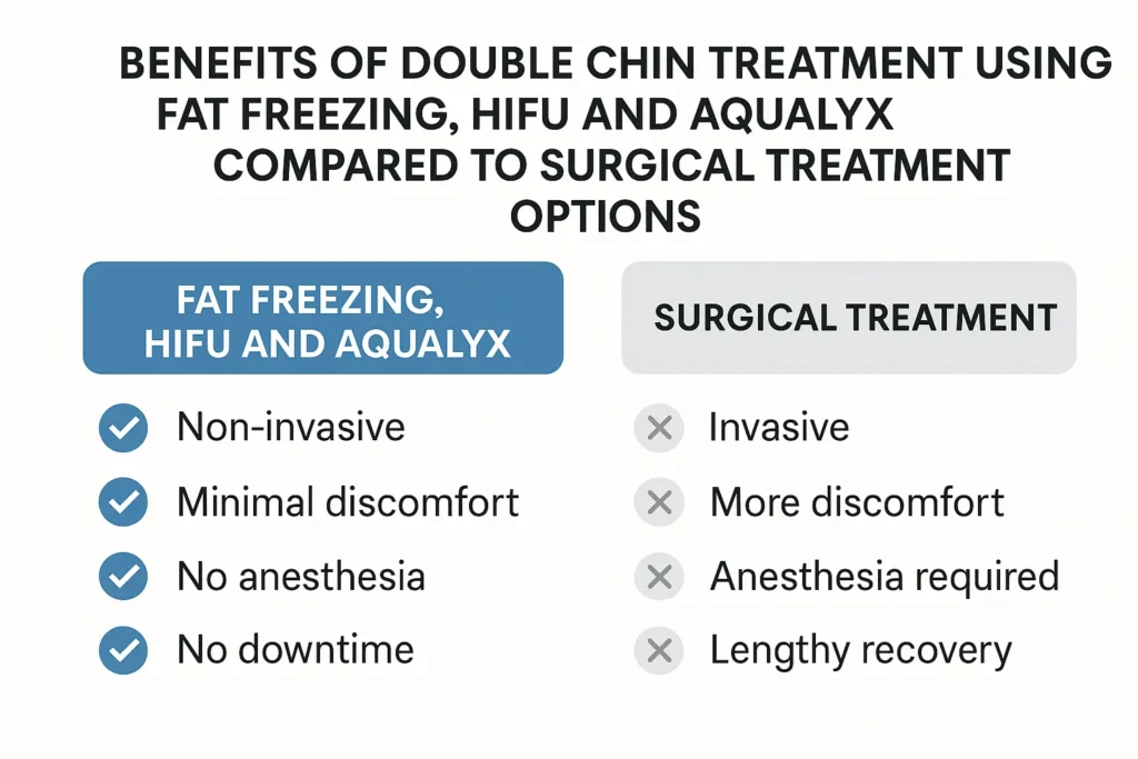 Graphic about the benefits of double chin treatment Greater London (Westminster) - from LA LIPO