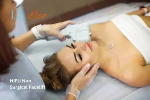 Woman having Hi-Fu to reduce wrinkles Greater London (Westminster).