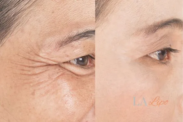 Before and after results of woman - HI-fu wrinkles reduction treatment Greater London (Westminster)