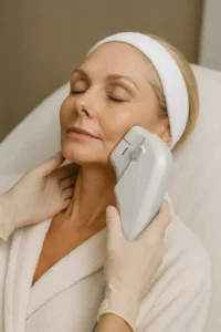 Woman receiving HIFU non surgical facelift treatment Greater London (Westminster)