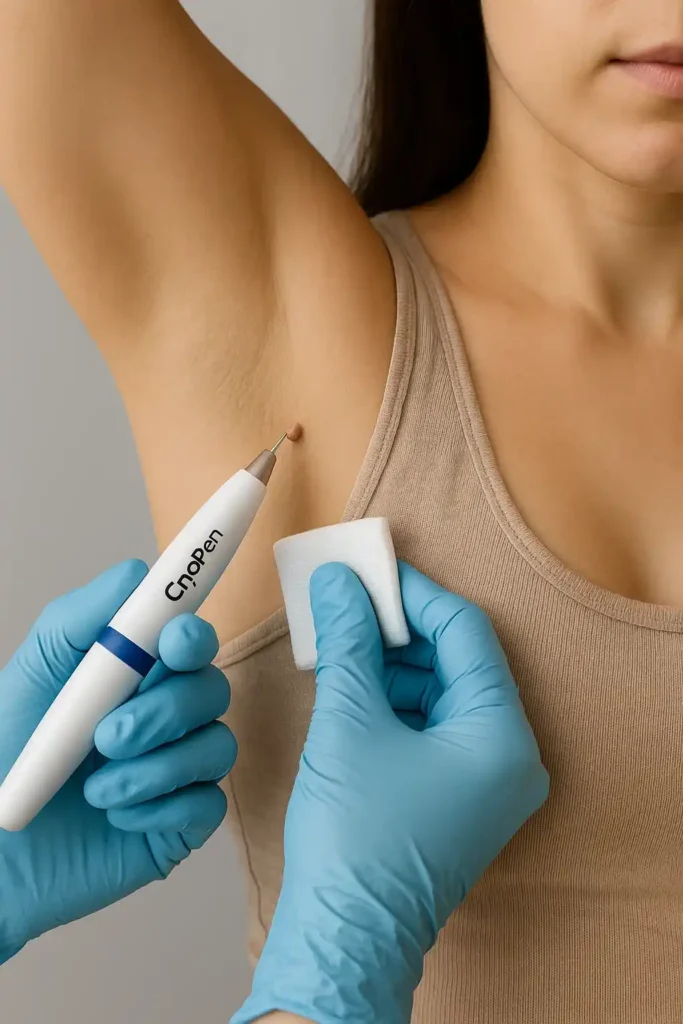 woman having cryopen to remove underarm skin tags Greater London (Westminster)